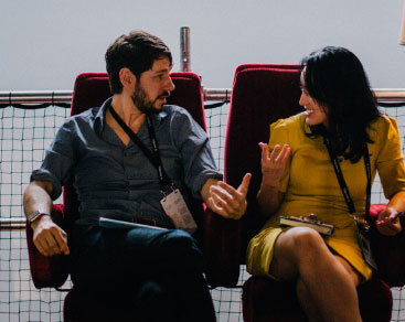 Two people on a braindate